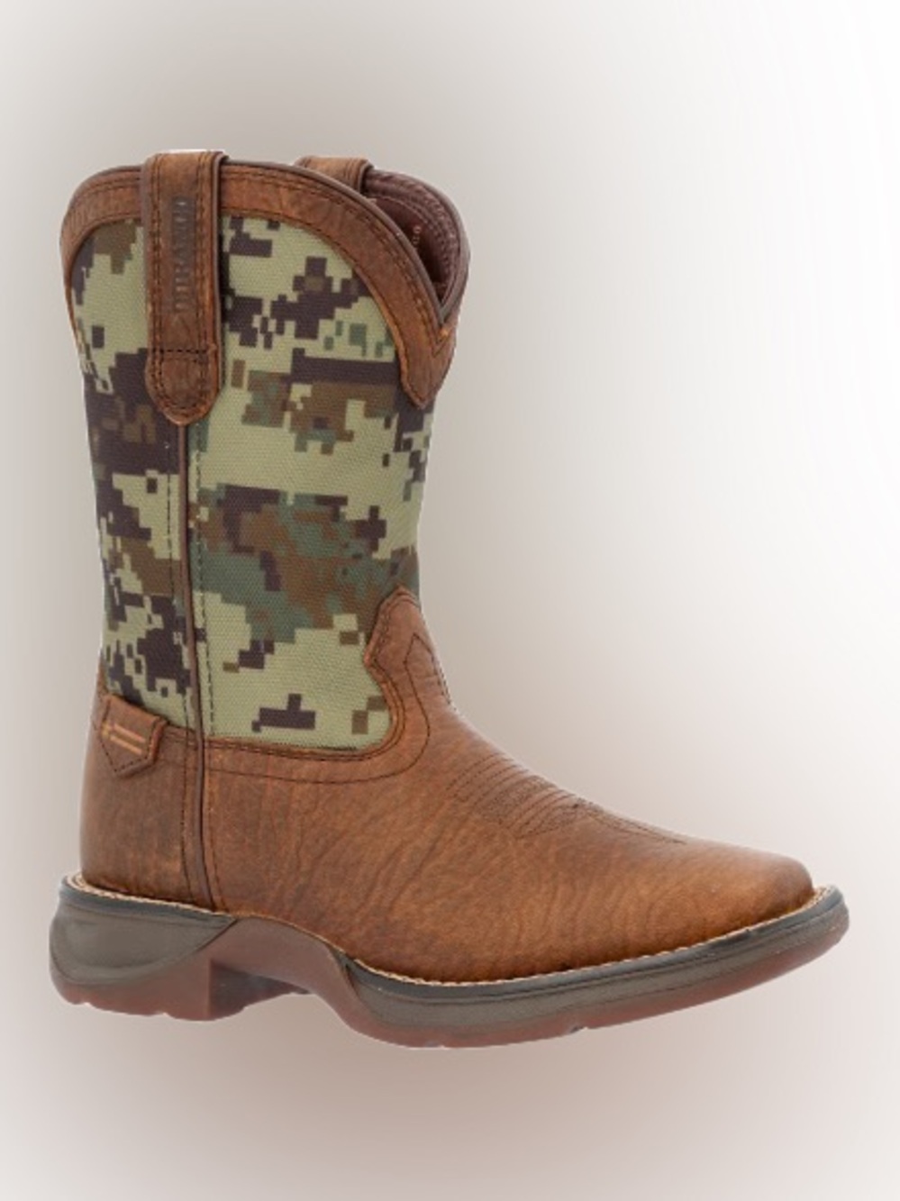 Durango Brown Leather Cowboy Boot with Green Camo Shaft